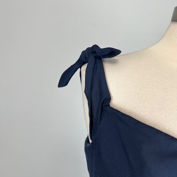 J Crew Womens Off Shoulder Faille Dress Tie Bow Straps Navy Blue G3469 size 14 - Picture 6 of 15